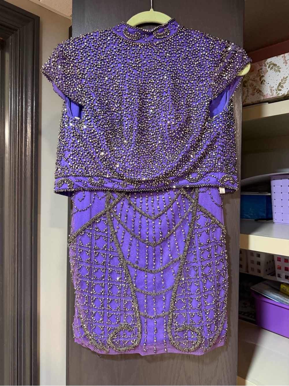 Sherri Hill Embellished Purple Evening 2-piece Dress - Beaded Cocktail Dress